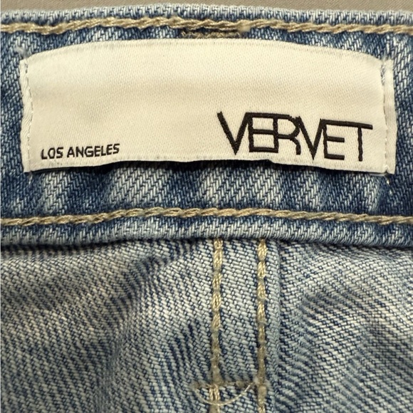 VERVET LA Destroyed Two Tone Denim Shorts Small Raw Hem Grunge Streetwear W 28 - Picture 6 of 9